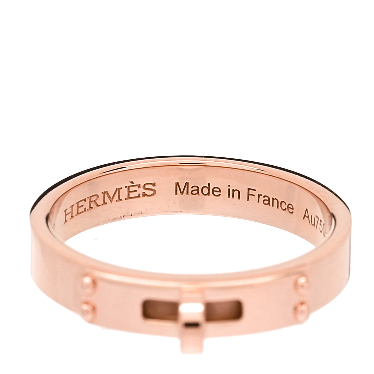 Hermes 18K Rose Gold TPM Kelly Ring 49 5 5 of 6