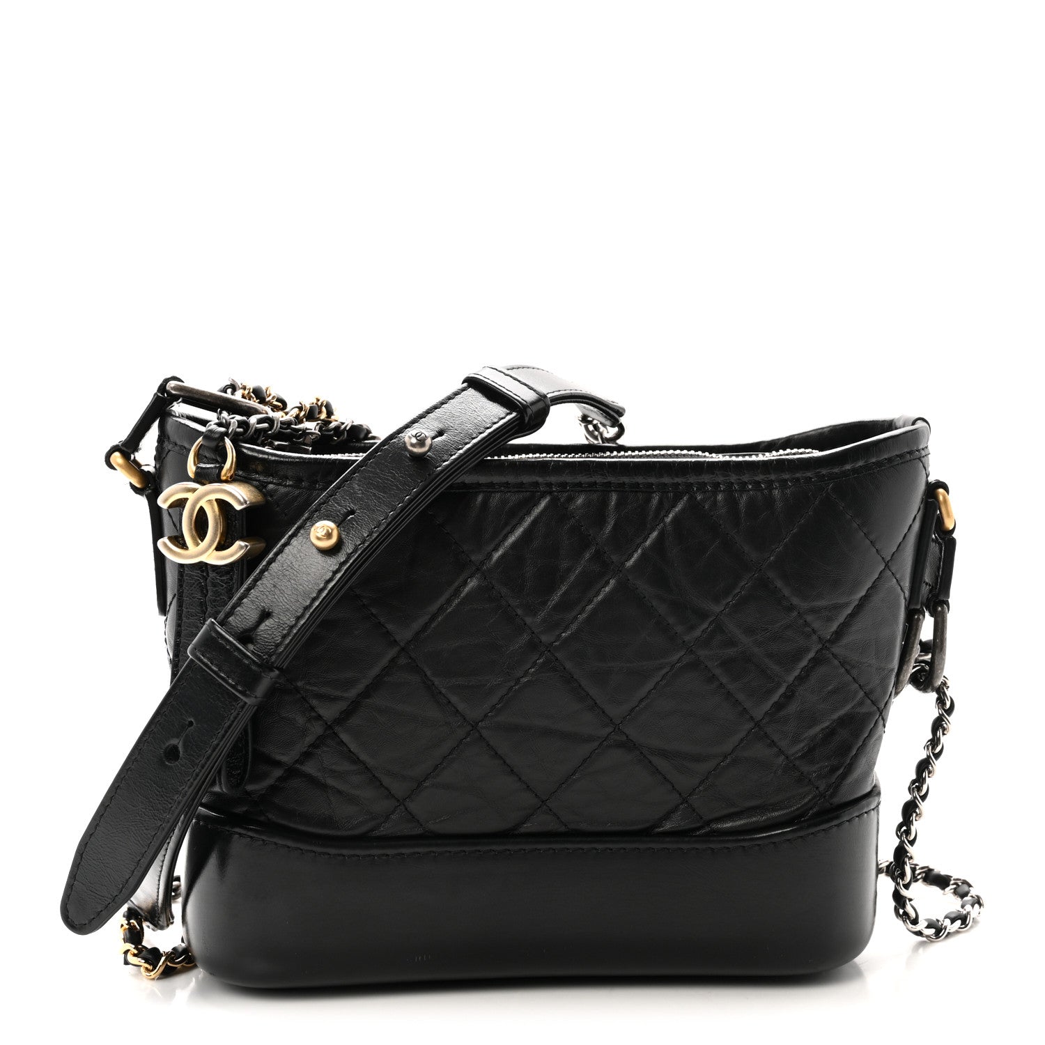 Chanel Aged Calfskin Quilted Small Gabrielle Hobo Black 1 of 9