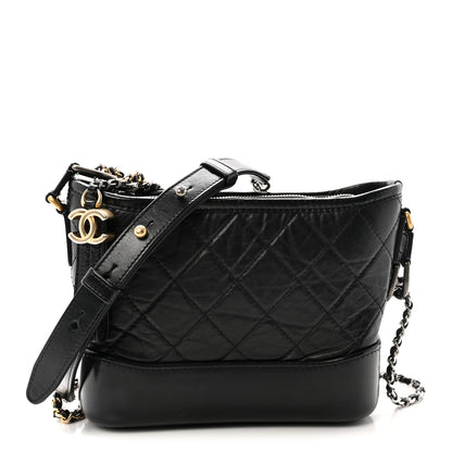 Chanel Aged Calfskin Quilted Small Gabrielle Hobo Black 1 of 9