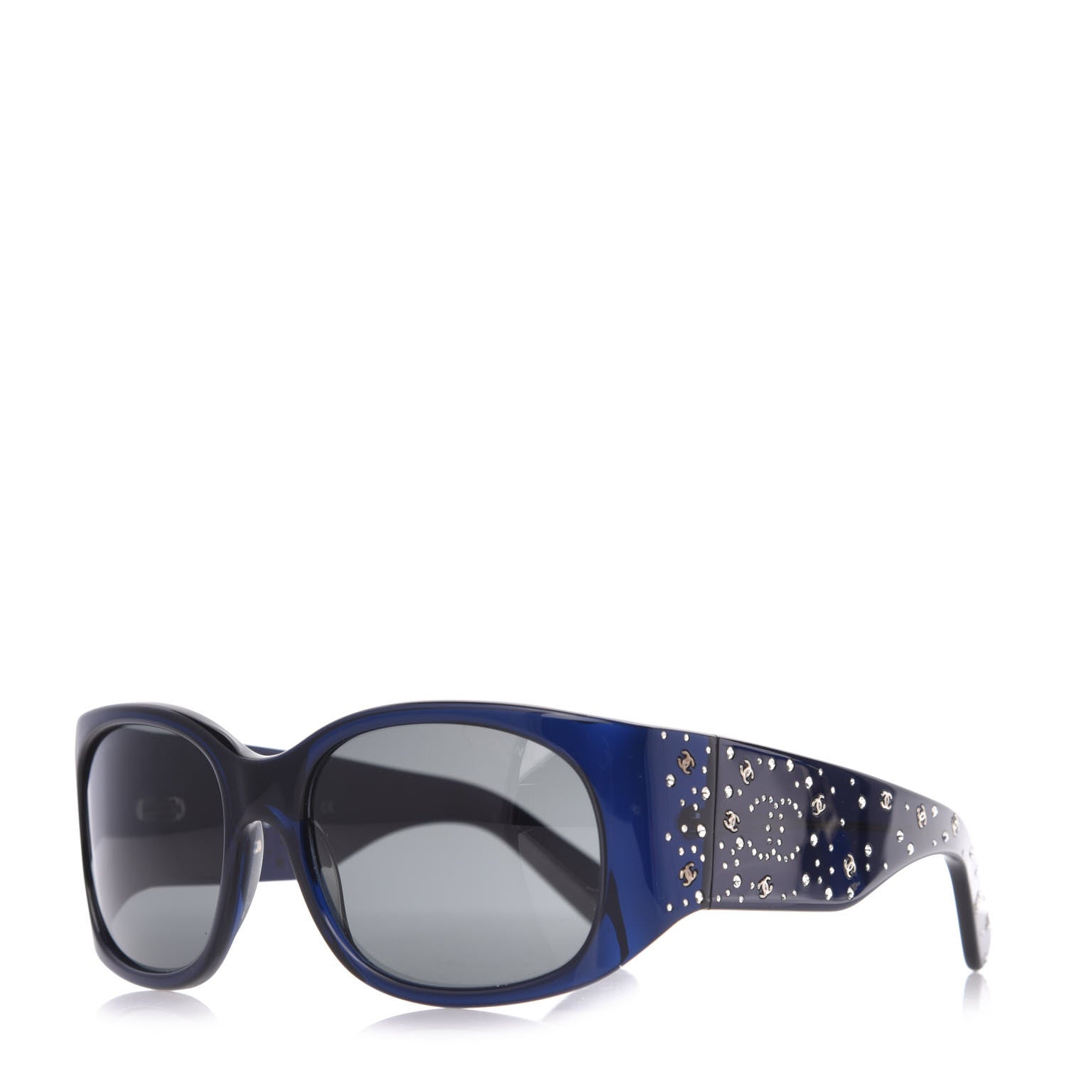 Chanel Acetate Swarovski Crystal CC Sunglasses Blue 1 of 7