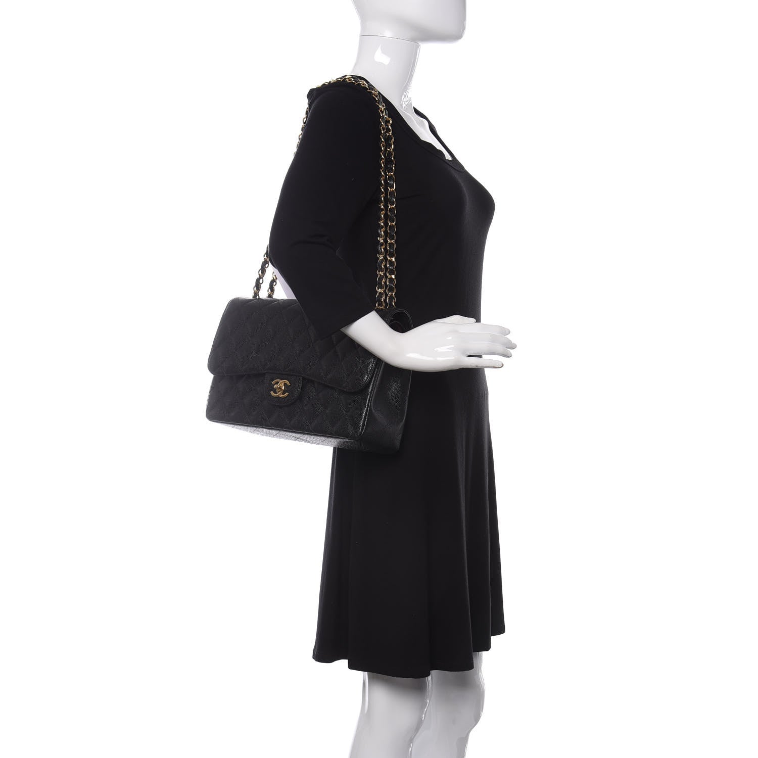 Chanel Caviar Quilted Jumbo Double Flap Black 2 of 11