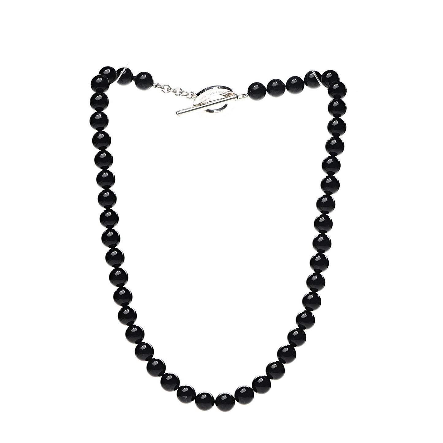 Sterling Silver Black Onyx Bead Toggle Necklace