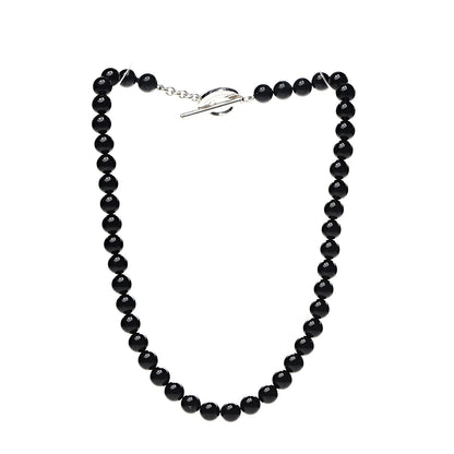 Tiffany Sterling Silver Black Onyx Bead Toggle Necklace 2 of 7