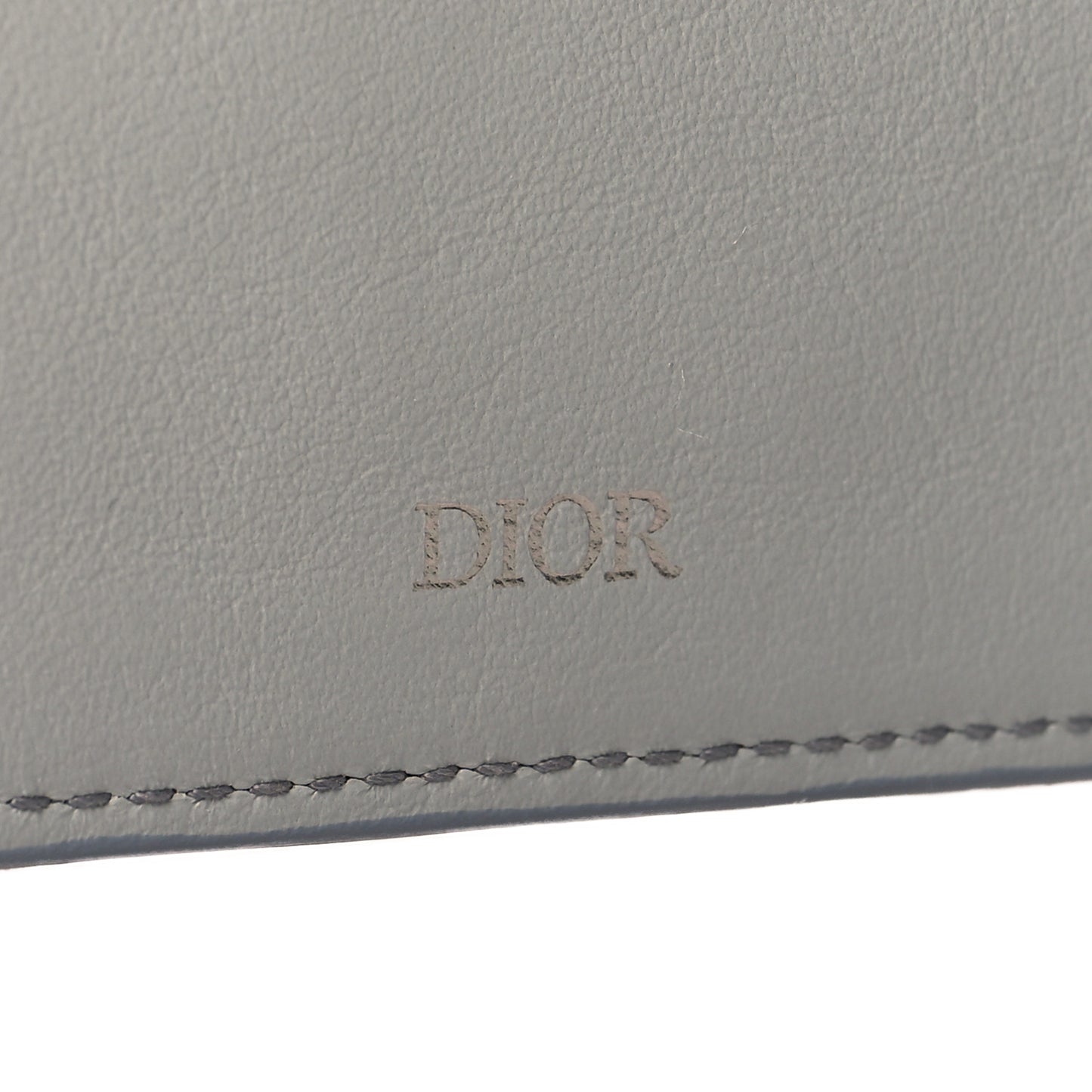 Grained Calfskin CD Icon Bifold Wallet Deep Grey