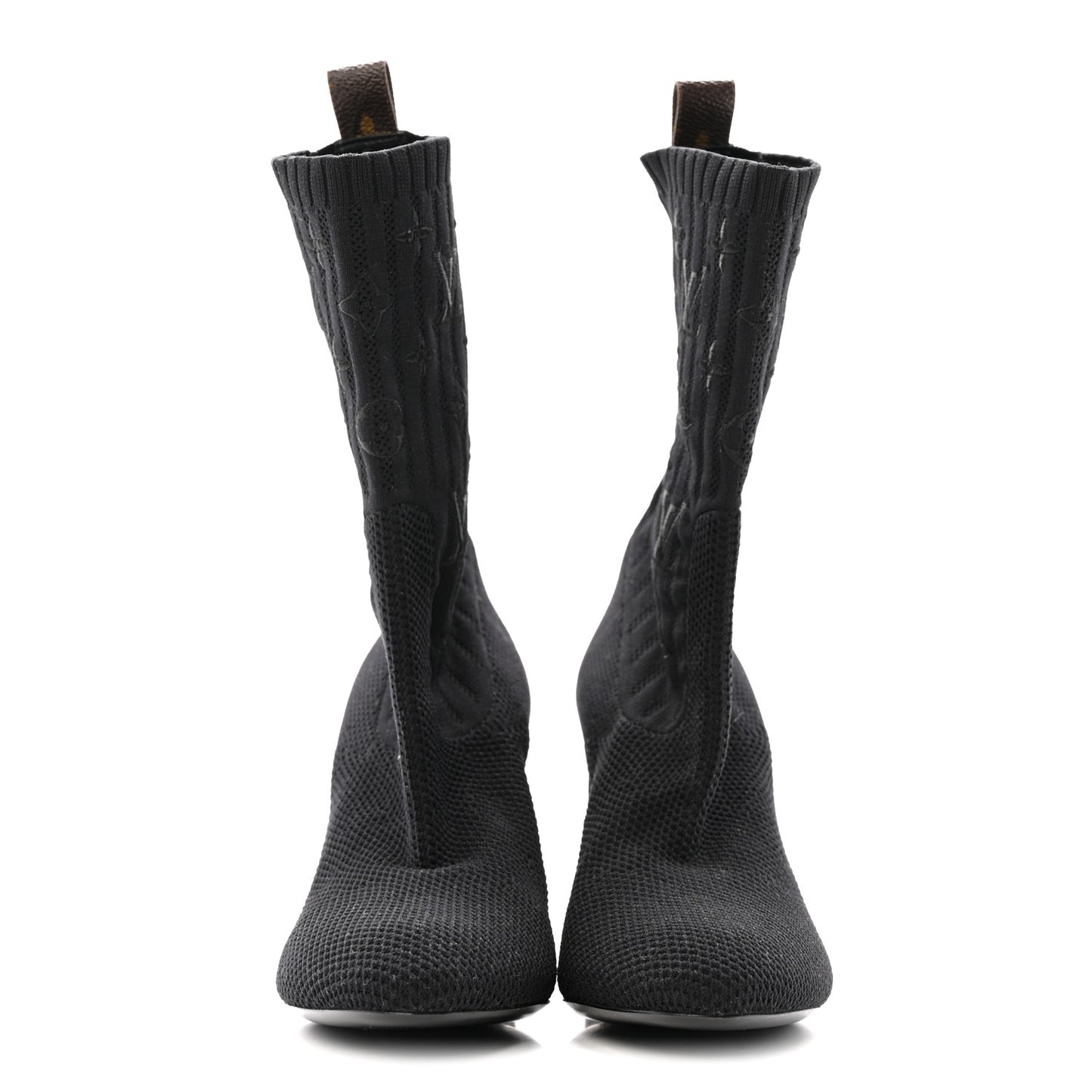 Monogram Stretch Fabric Silhouette Ankle Boots 37 Black