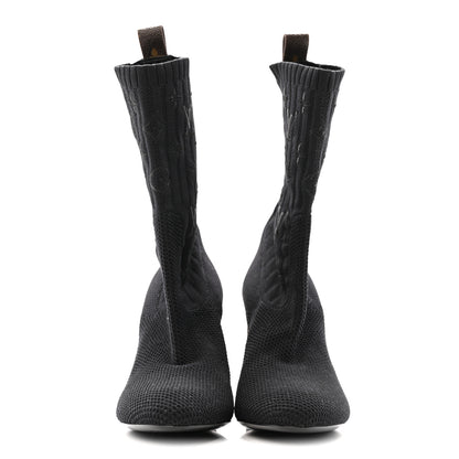 Louis Vuitton Monogram Stretch Fabric Silhouette Ankle Boots 37 Black 3 of 12