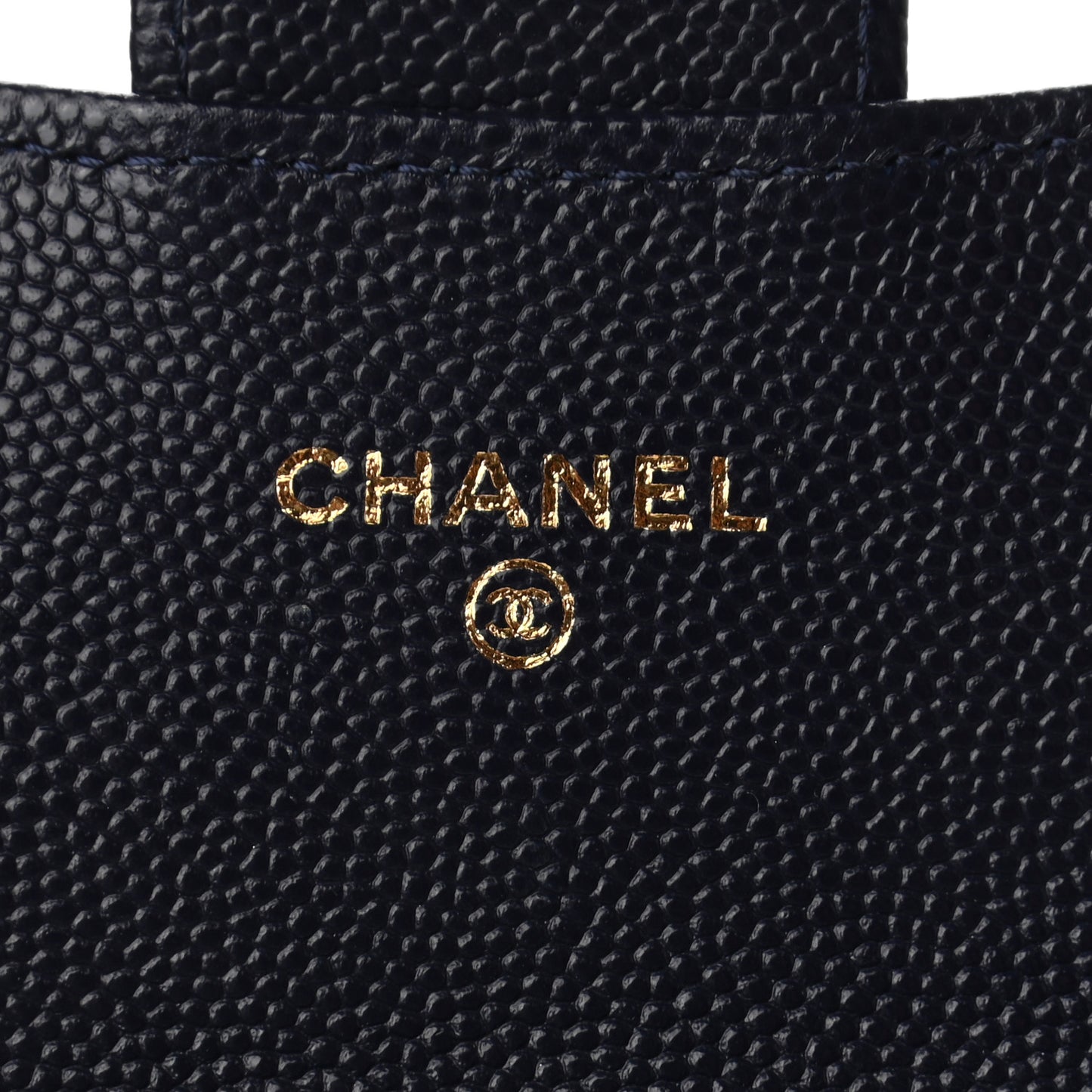 Caviar Quilted Flap Card Holder Wallet Navy