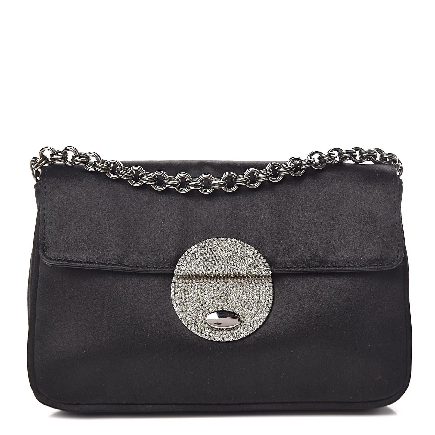Satin Crystal Clutch Black