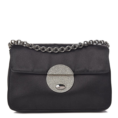 Prada Satin Crystal Clutch Black 1 of 12