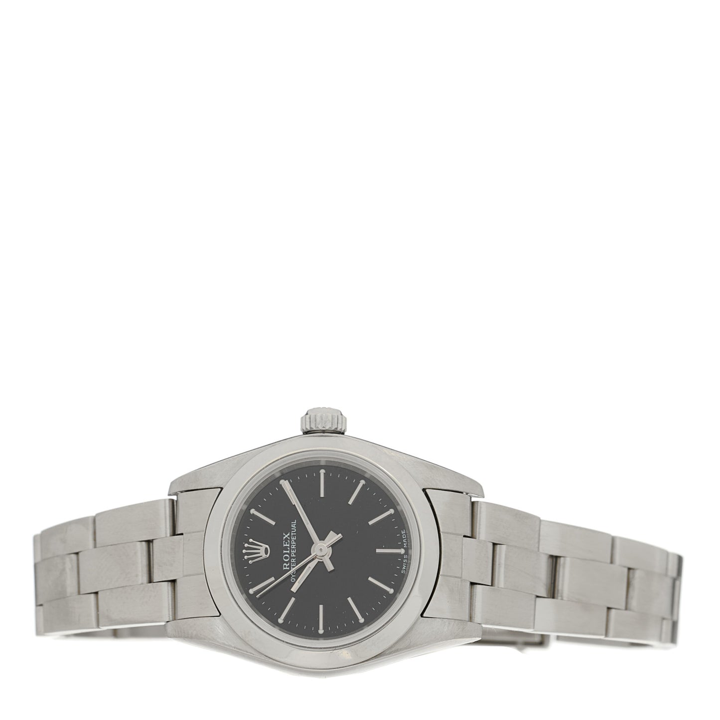 Stainless Steel 24mm Oyster Perpetual Watch Black 76080