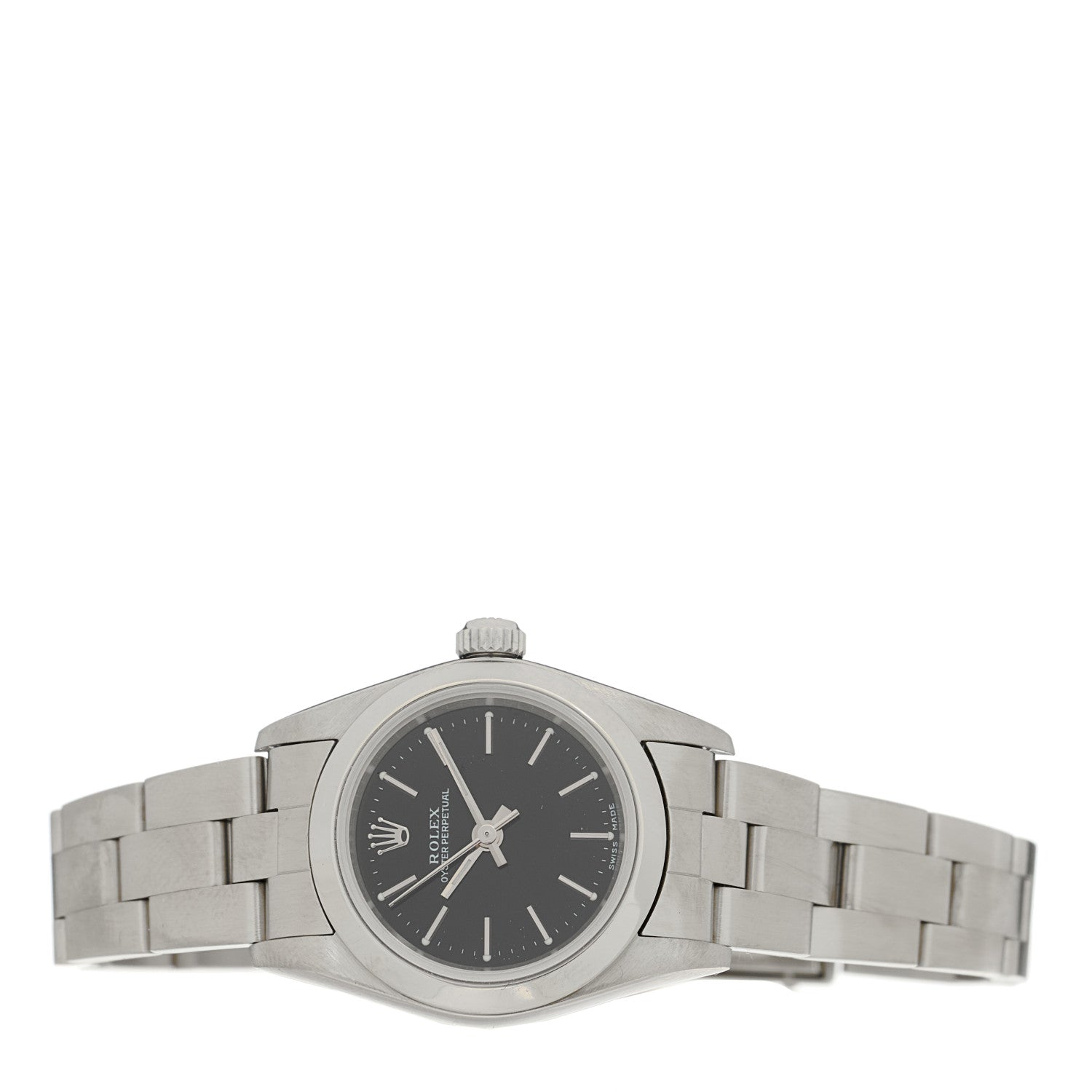 Rolex Stainless Steel 24mm Oyster Perpetual Watch Black 76080 2 of 4