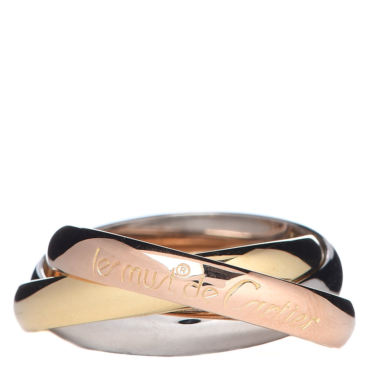 Cartier 18K Pink Yellow White Gold Classic Les Must De Trinity Ring 54 6.75 1 of 5