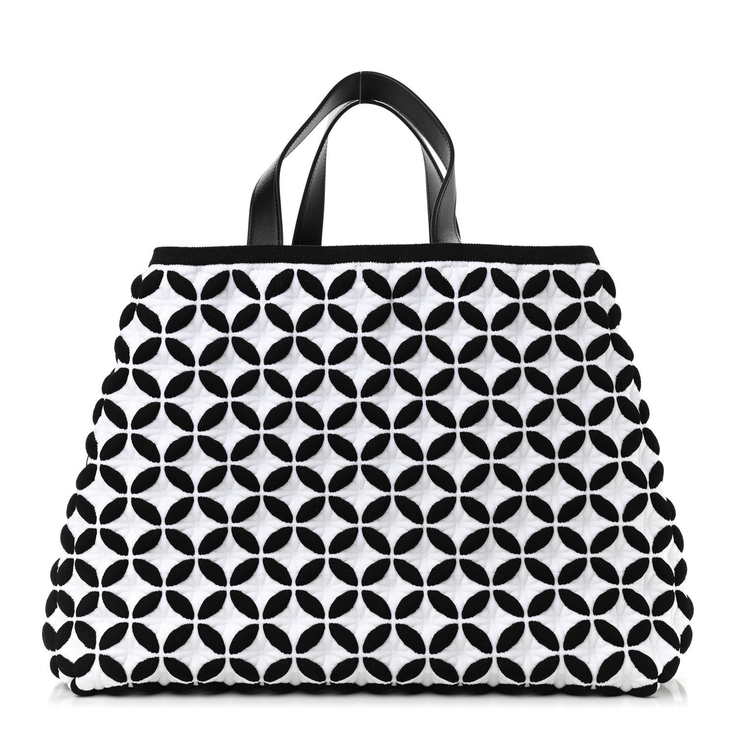 Alaia Calfskin Maille Macro Petale Cabas Tote Black White 3 of 9