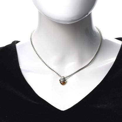 David Yurman Sterling Silver 14K Yellow Gold Citrine Acorn Pendant Necklace 2 of 5