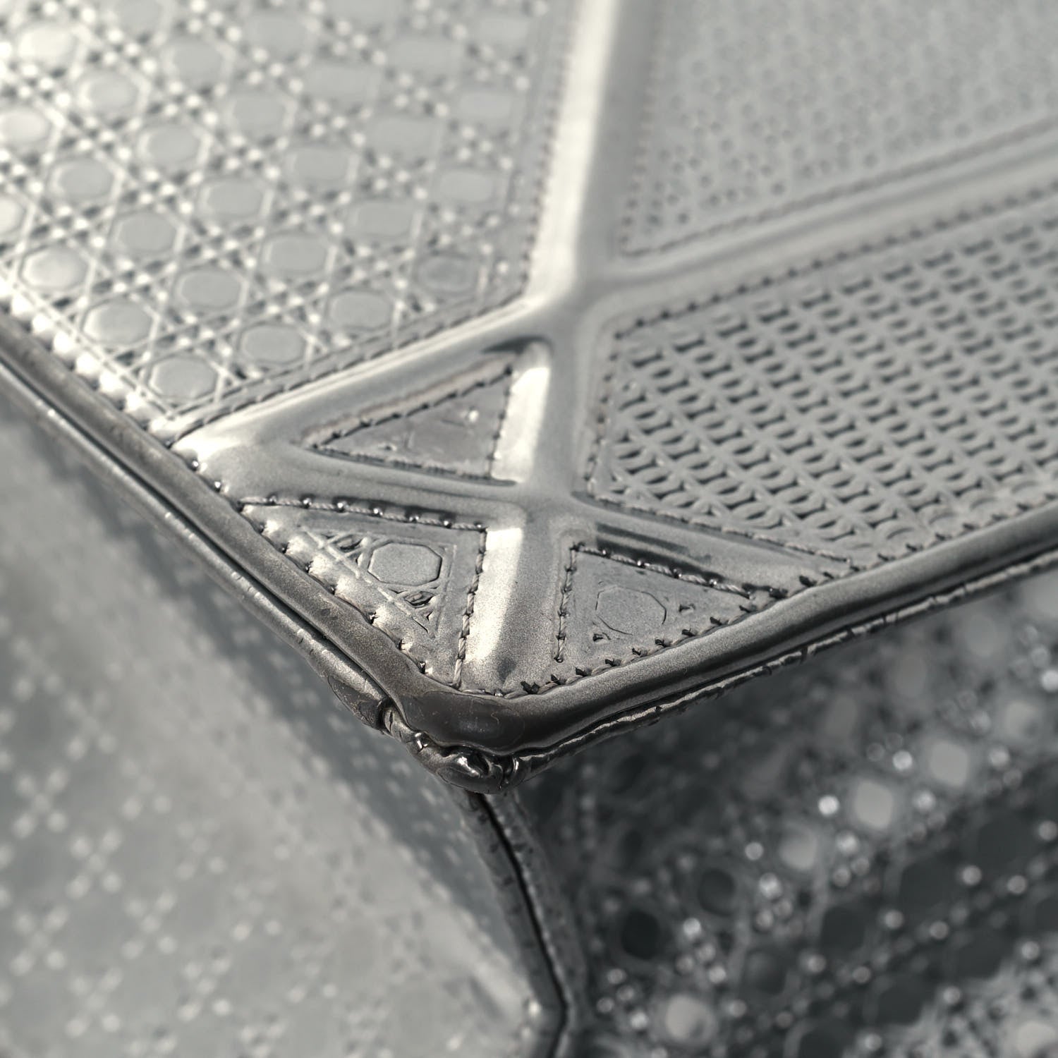 Christian Dior Metallic Patent Micro-Cannage Small Diorama Flap Bag Silver 8 of 18