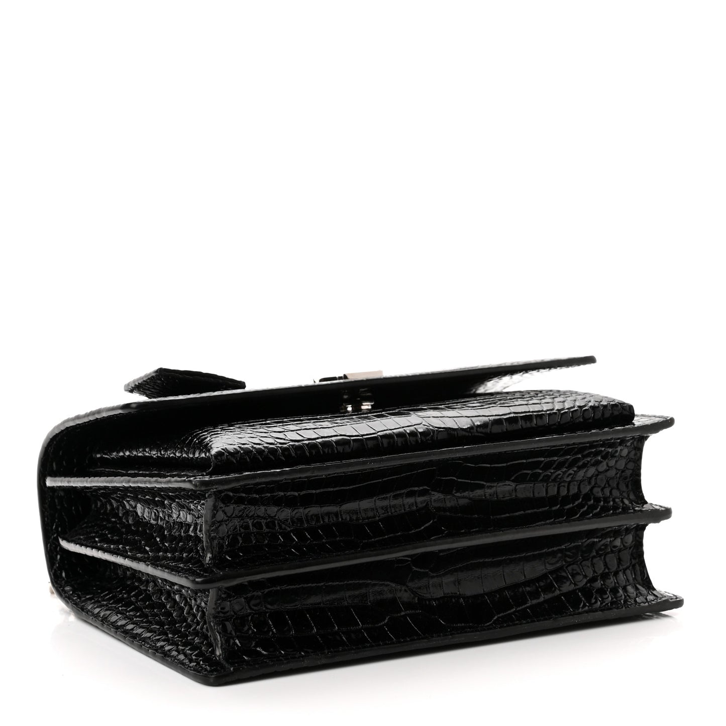 Calfskin Crocodile Embossed Medium Monogram Sunset Black