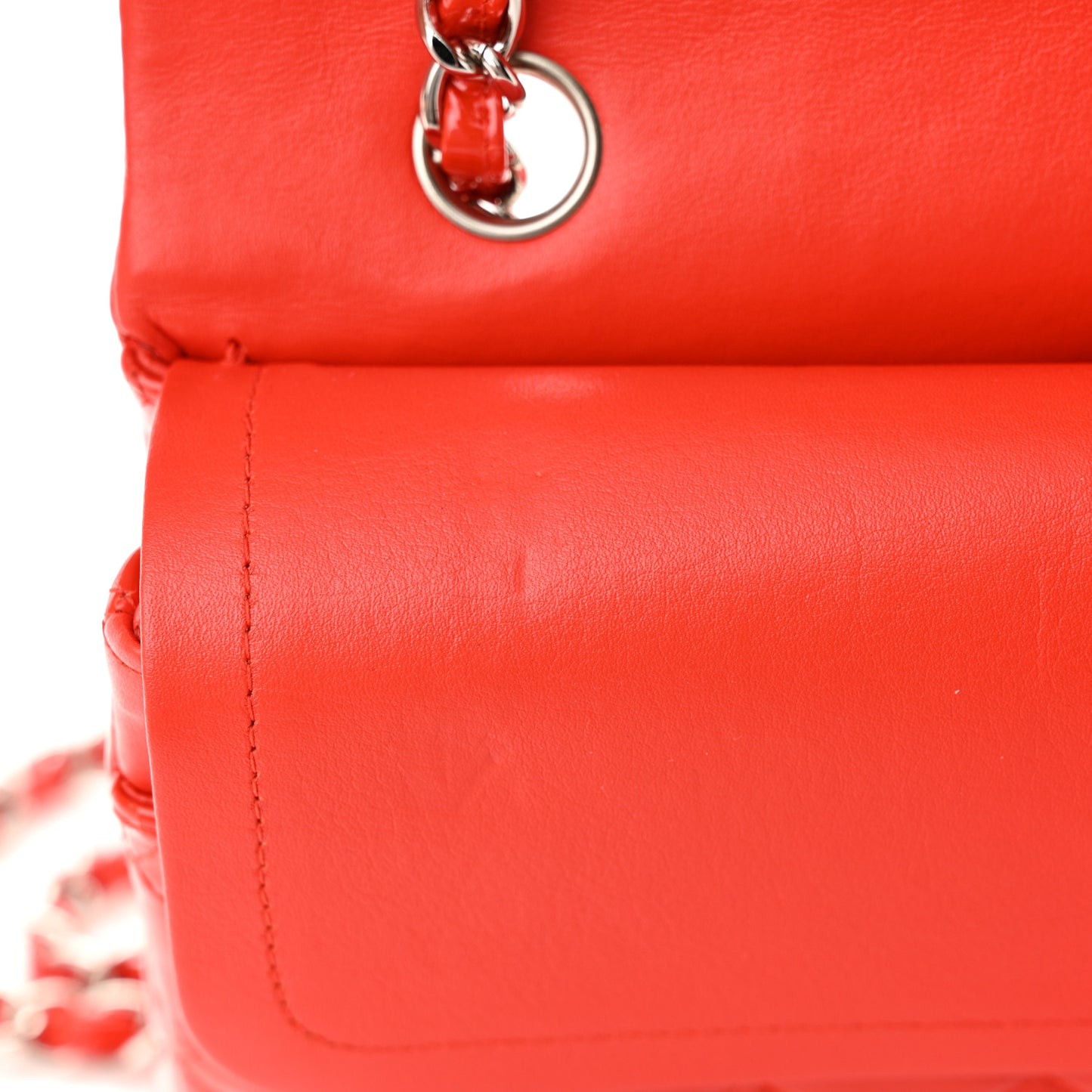 Patent Quilted Medium Double Flap Red