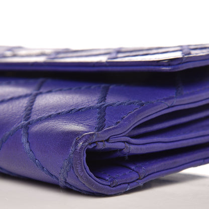 Chanel Calfskin Stitched Fancy CC Long Double Wallet Blue 7 of 12