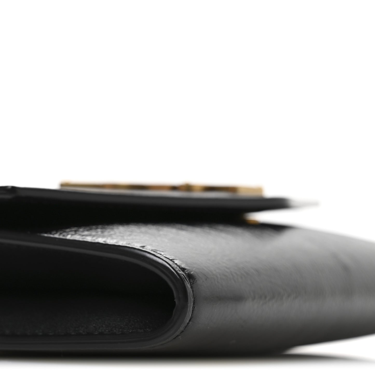Crinkled Calfskin Uptown Chain Wallet Black