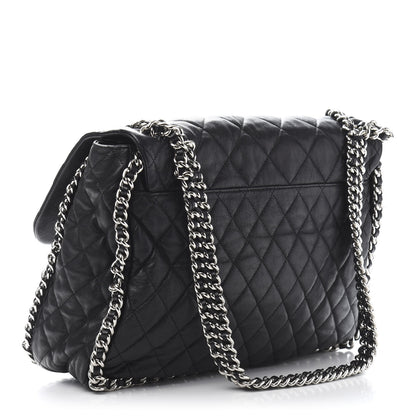 Chanel Washed Lambskin Quilted Maxi Chain Around Flap Black 3 of 12