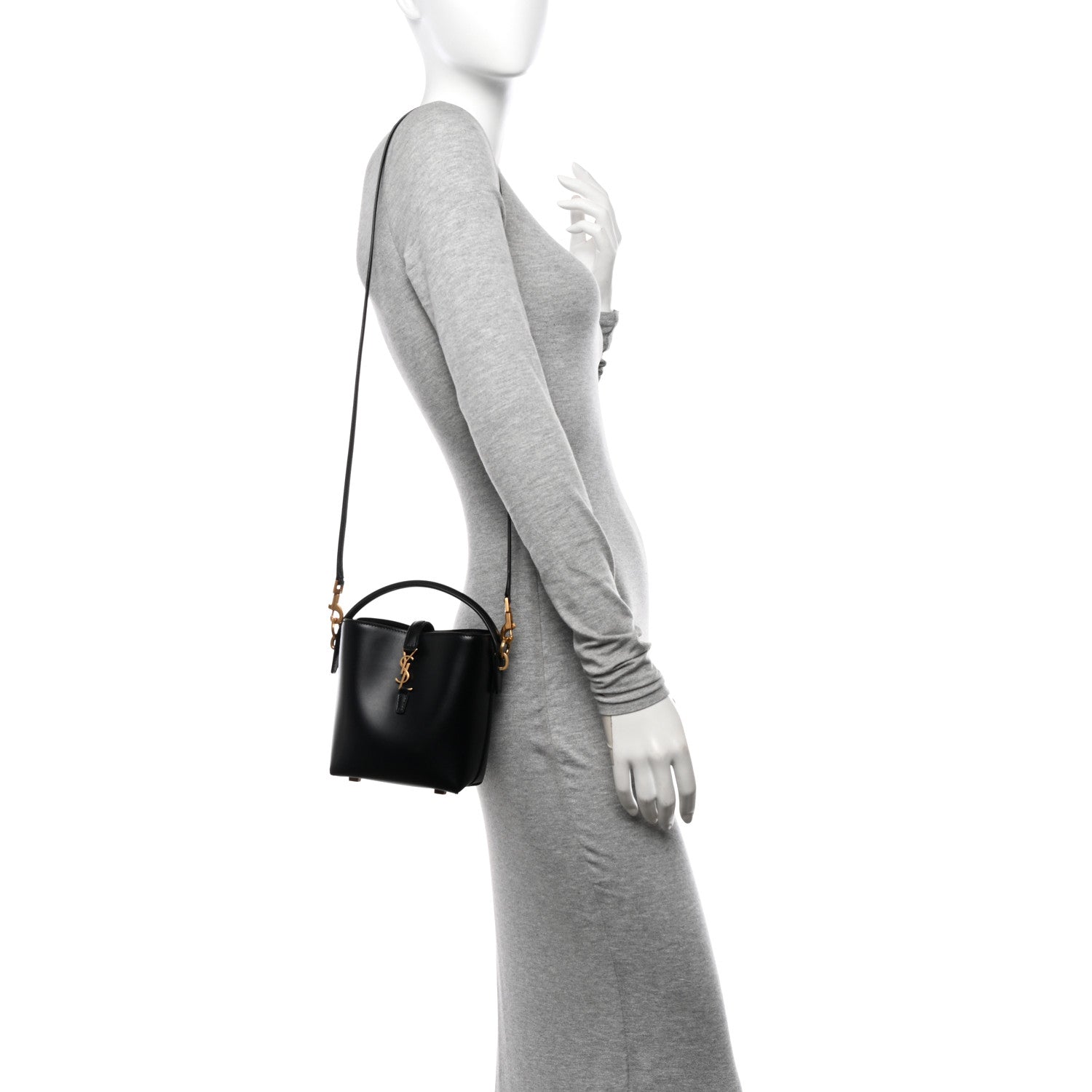 Saint Laurent Shiny Calfskin Le 37 Mini Bucket Bag Black 2 of 10
