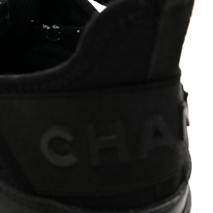 Chanel Velvet Calfskin Mixed Fibers CC Sneakers 36.5 Black 10 of 10