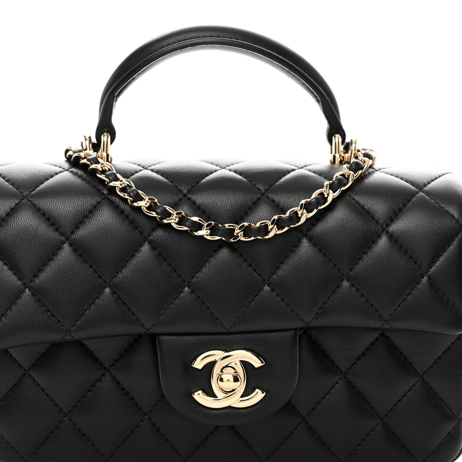 Chanel Lambskin Quilted Mini Top Handle Rectangular Flap Black 5 of 11