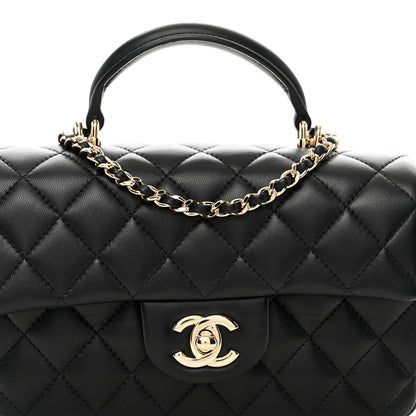 Chanel Lambskin Quilted Mini Top Handle Rectangular Flap Black 5 of 11