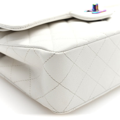Chanel Caviar Quilted Rainbow CC Small Double Flap White 9 of 10