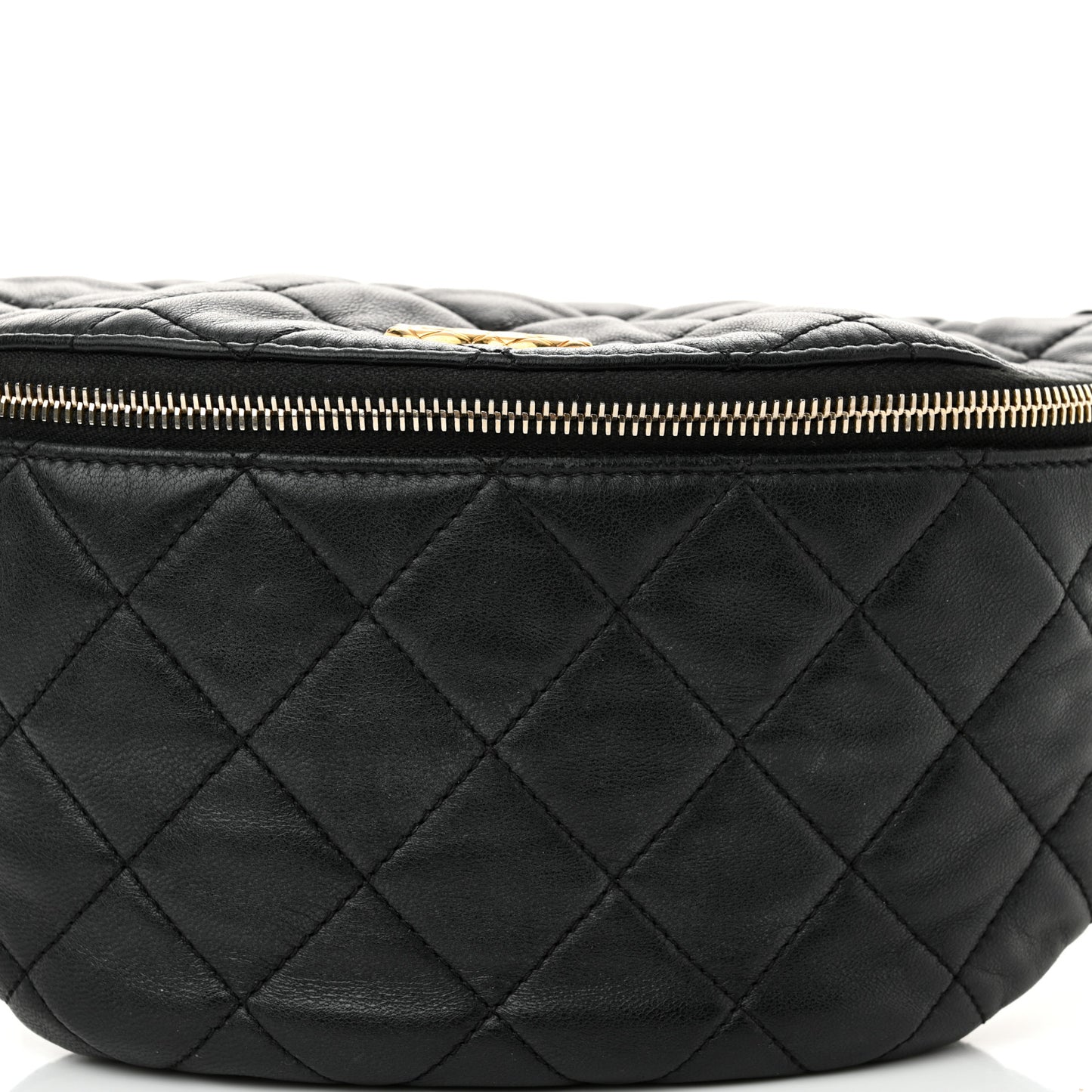 Lambskin Pearl Quilted CC Belt Bag Black