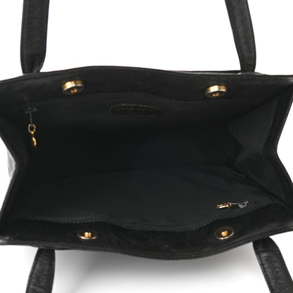 Chanel Caviar Embroidered Logo Shoulder Bag Black 8 of 12