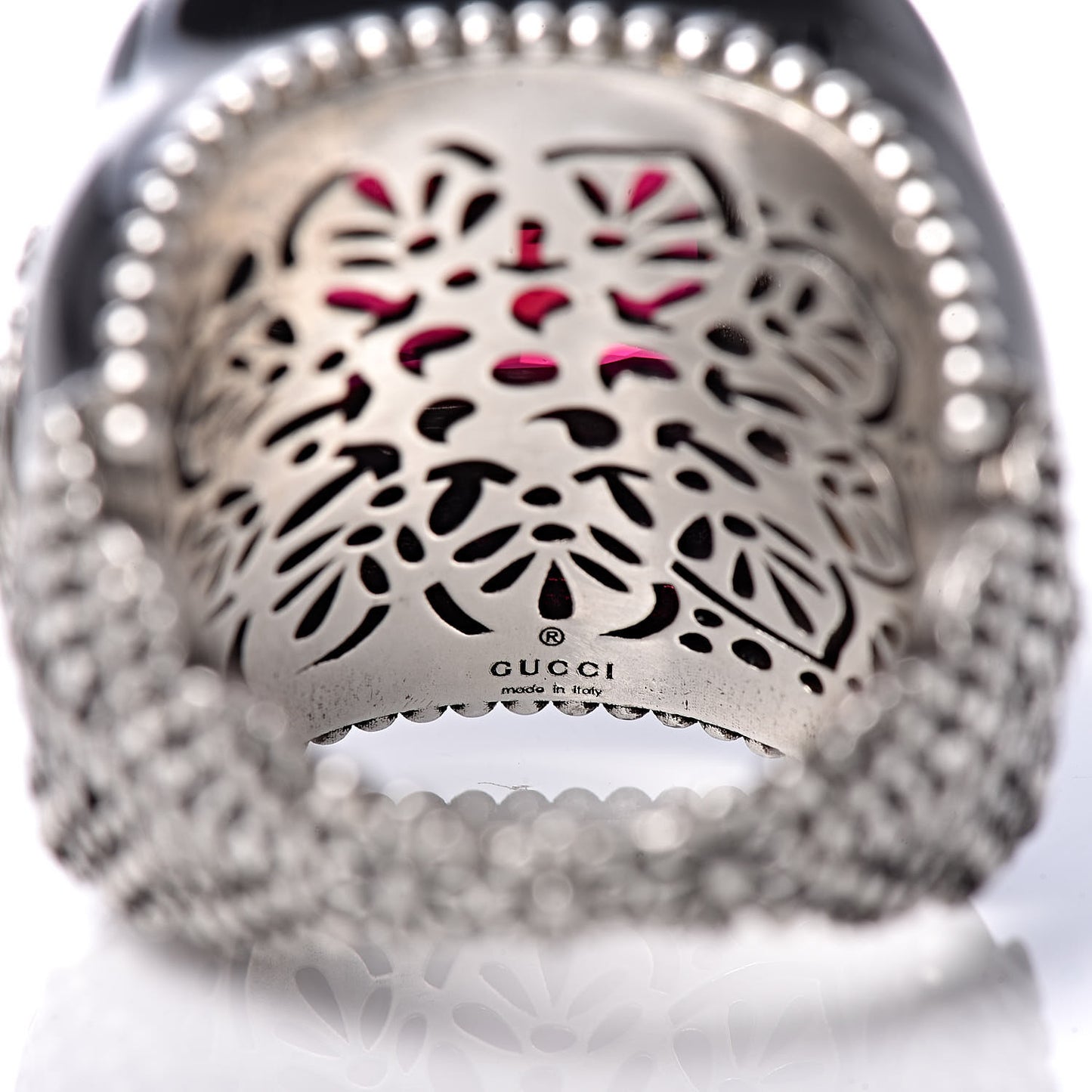 Sterling Silver Enamel Crystal Red Stone Signet Ring 55 7.25