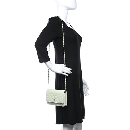 Chanel Caviar Quilted Wallet On Chain WOC Light Green 3 of 10