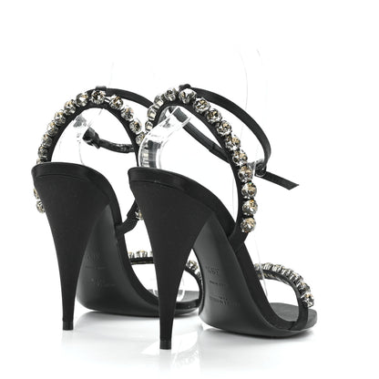 Saint Laurent Crystal Raso Seta 100 Ankle Strap Sandals 38.5 Black 4 of 7