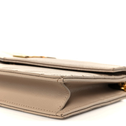 Saint Laurent Grain De Poudre Matelasse Chevron Monogram Envelope Chain Wallet Dark Beige 10 of 10