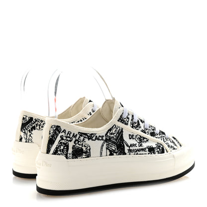 Christian Dior Canvas Embroidered Plan De Paris Womens Walk'N'Dior Platform Sneakers 36.5 White Black 9 of 20