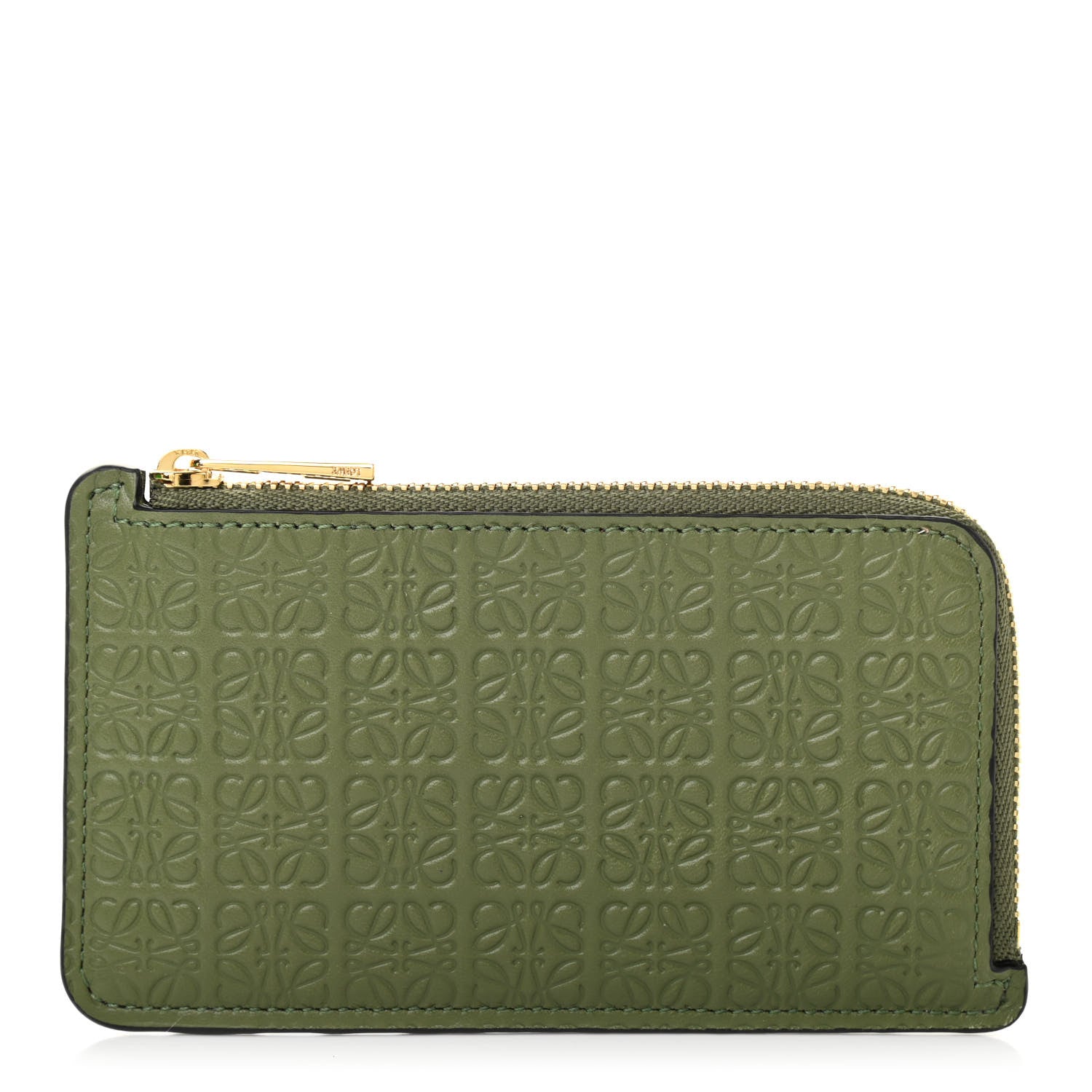 Loewe Calfskin Embossed Repeat Coin Card Holder Avocado Green 1 of 7