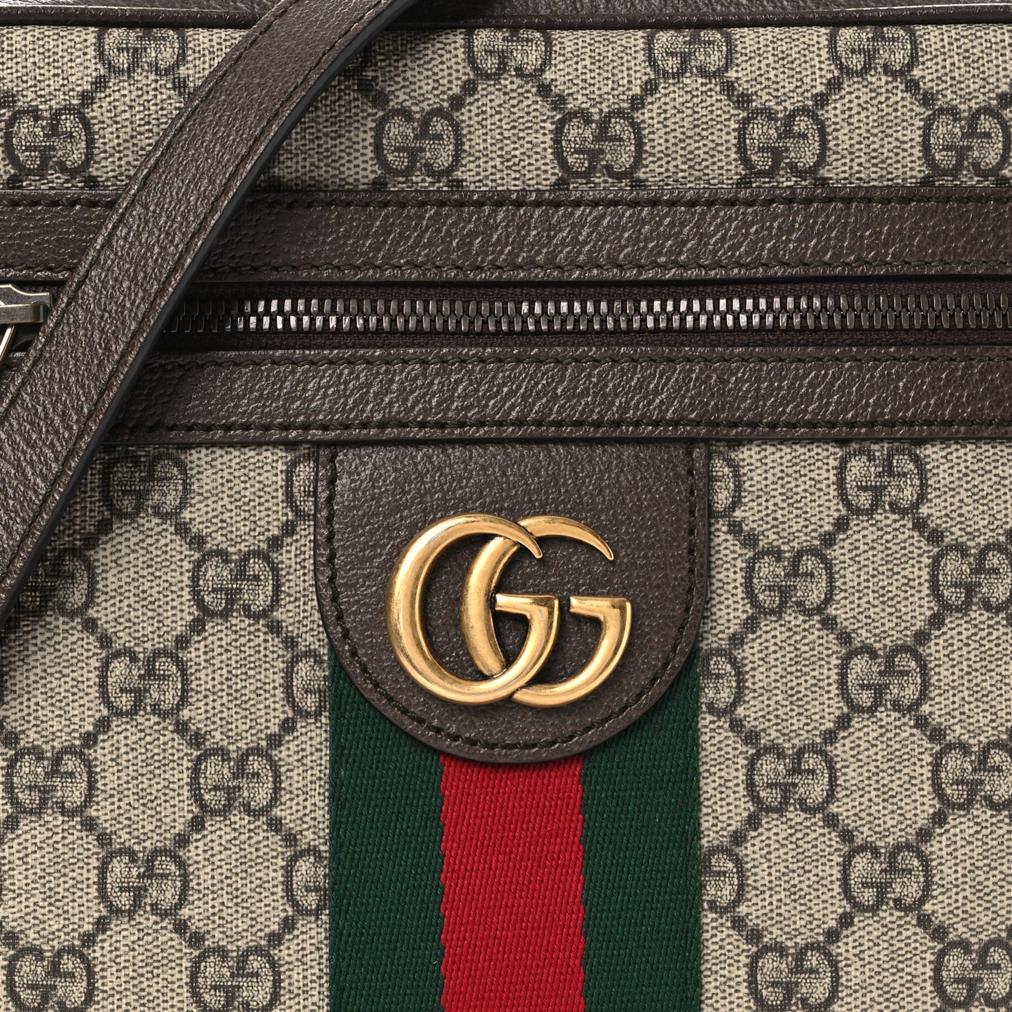 GG Supreme Monogram Web Small Ophidia Messenger Bag Brown