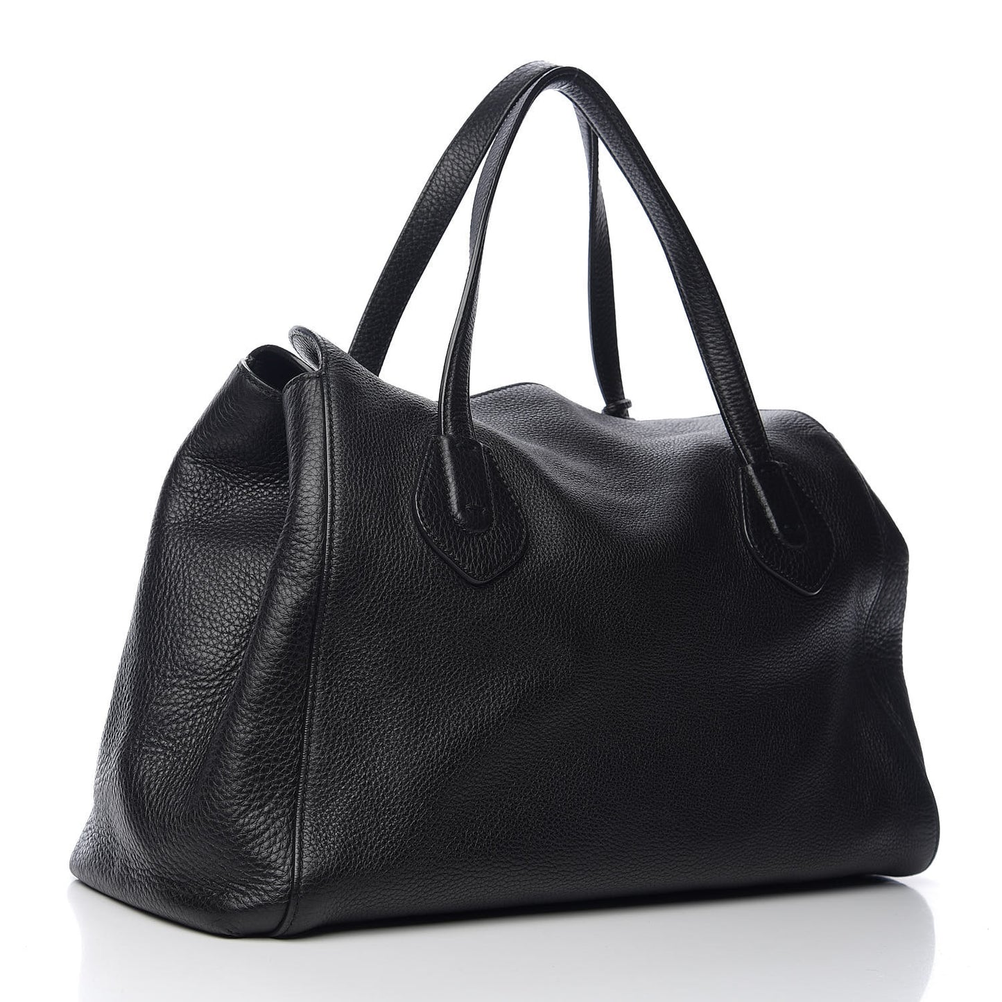 Pebbled Calfskin Lady Tassel Top Handle Bag Black
