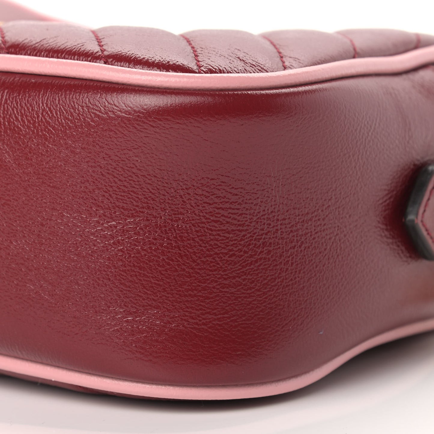 Azalea Calfskin Enamel Matelasse Diagonal Small Torchon GG Marmont Chain Shoulder Bag New Cherry Red Wild Rose