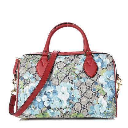 Gucci GG Supreme Monogram Blooms Small Boston Beige Blue Navy Hibiscus Red 1 of 10