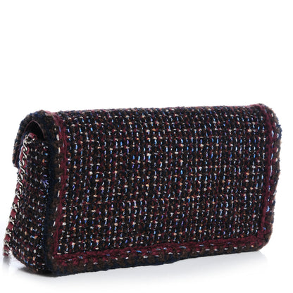 Chanel Tweed East West Flap Burgundy 3 of 9
