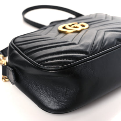 Gucci Calfskin Matelasse Small GG Marmont Chain Shoulder Bag Black 8 of 9