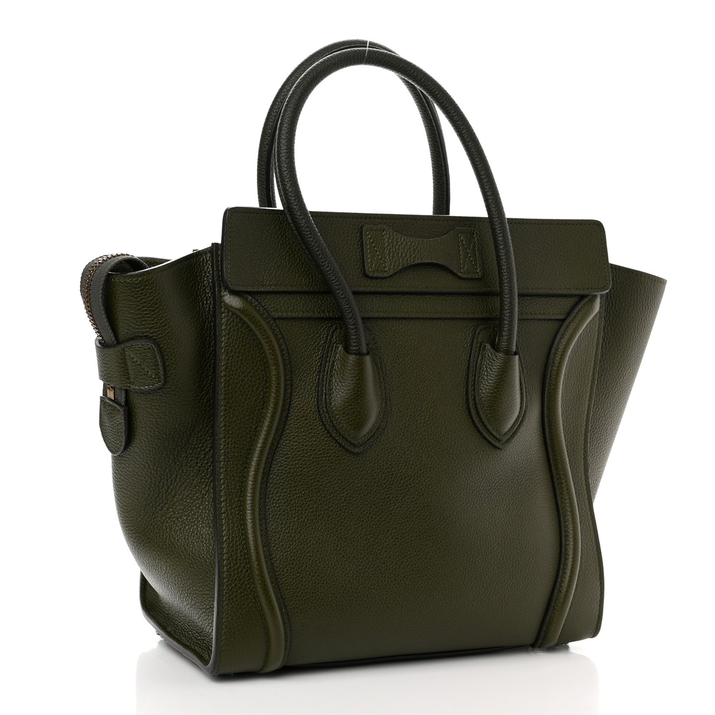 Drummed Calfskin Micro Luggage Khaki