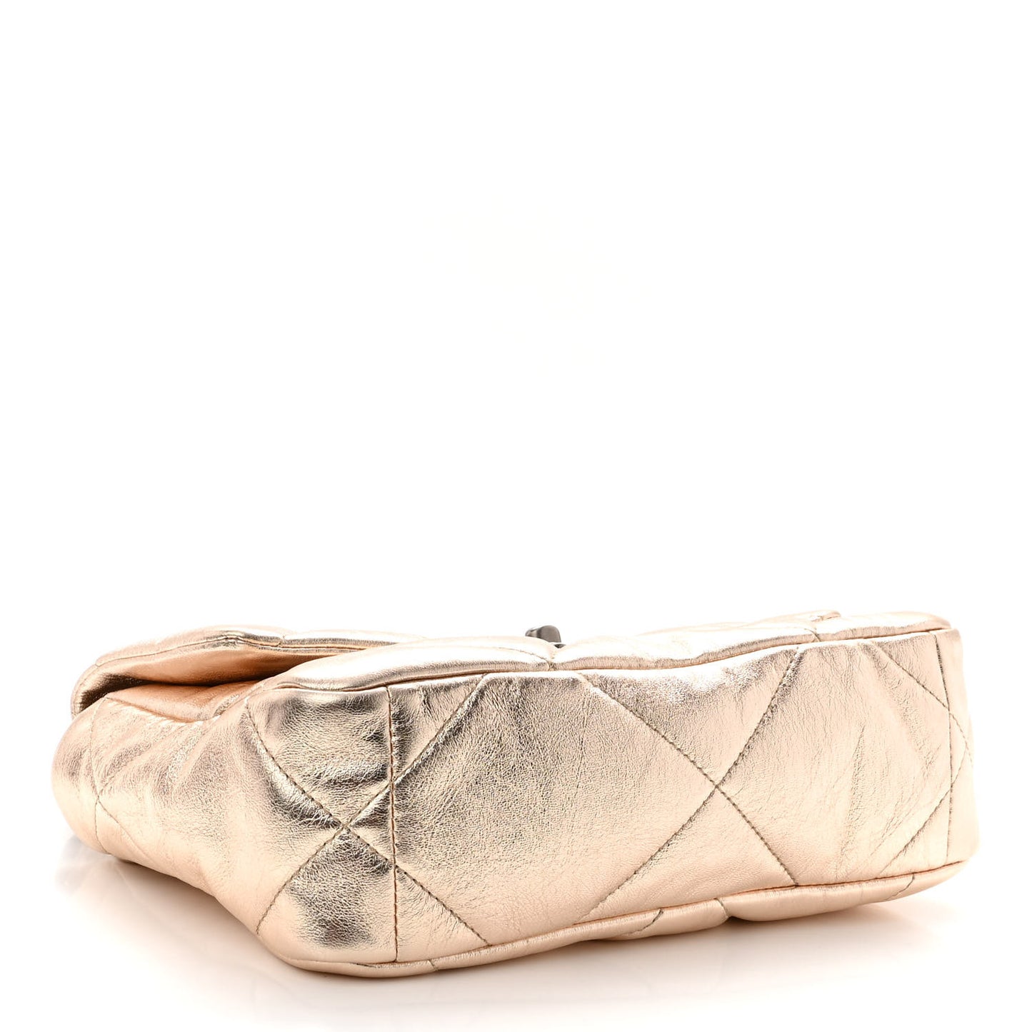Metallic Lambskin Quilted Medium Chanel 19 Flap Gold