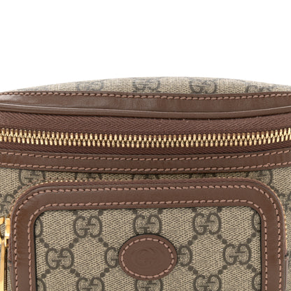 Gucci GG Supreme Monogram Textured Calfskin Retro Interlocking G Belt Bag Beige Ebony Brown Sugar 8 of 11