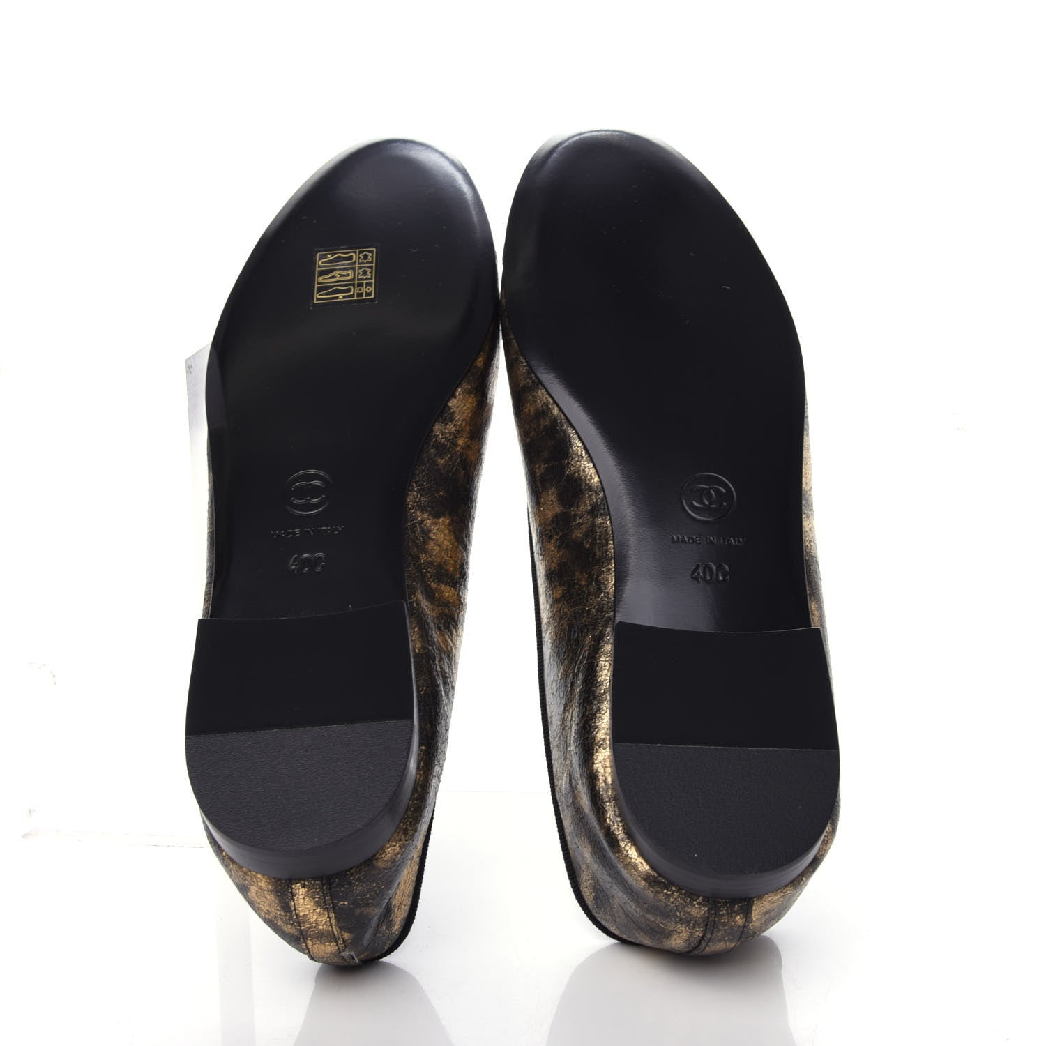 Chanel Laminated Goatskin Cap Toe CC Ballerina Flats 40 Gold 5 of 8