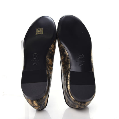 Chanel Laminated Goatskin Cap Toe CC Ballerina Flats 40 Gold 5 of 8