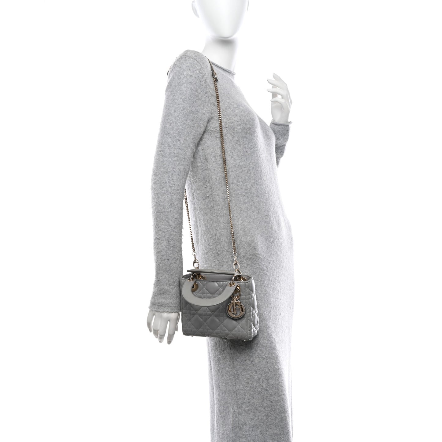 Lambskin Cannage Mini Lady Dior Grey