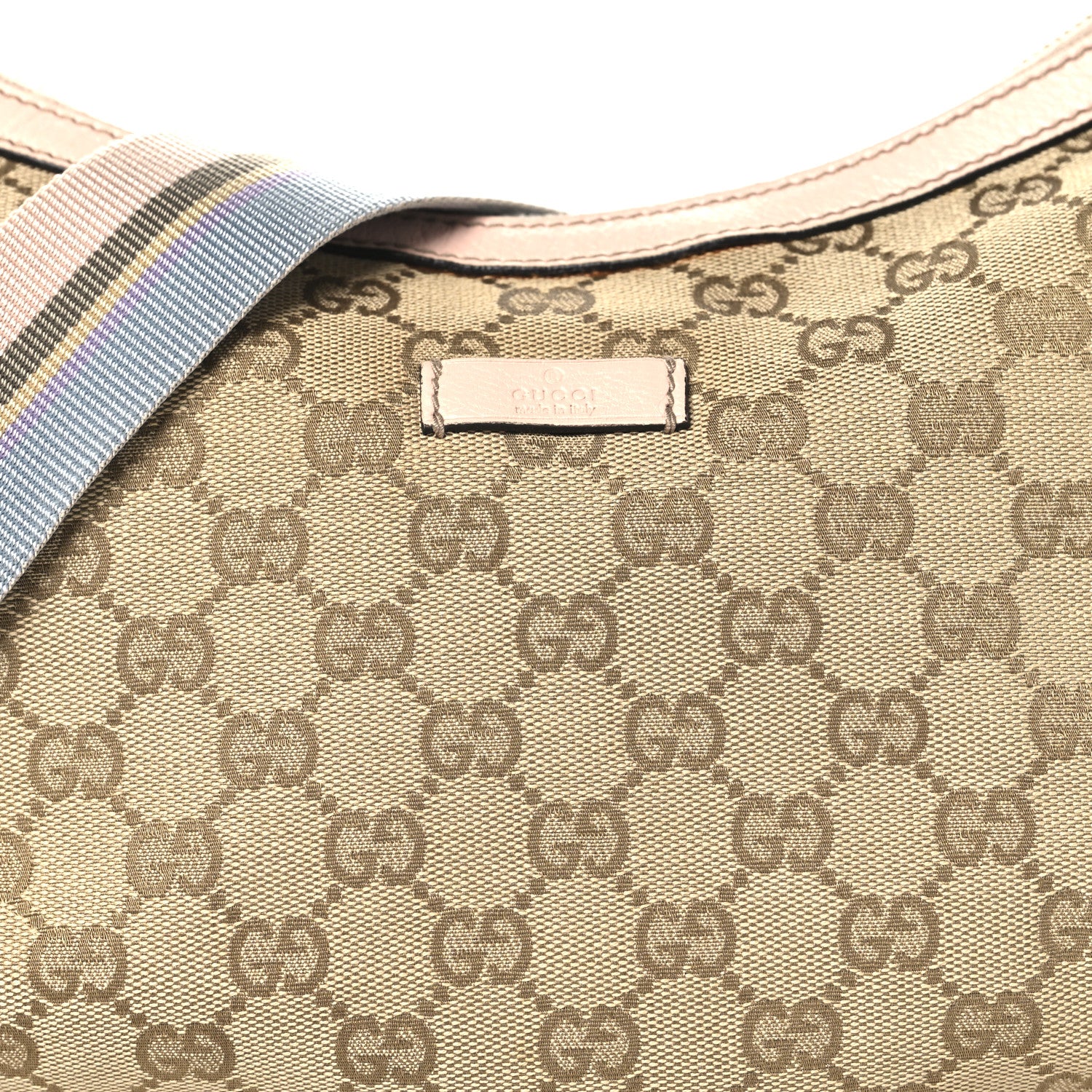 Gucci Monogram Web Medium Half Moon Hobo Gold Pink 8 of 10
